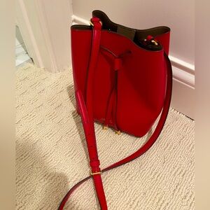 Beautiful red Ralph Lauren mini bucket bag.  Never carried!!